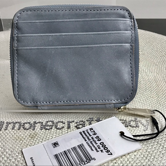 Brahmin Bags Brahmin Muted Dusty Blue Zip Around Travel Wallet